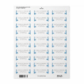 青と白の水色のフローラ差出人住所 ラベル (フルシート)