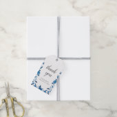 青と白の水色のフローラ感謝していは結婚、 ギフトタグ (より糸付き)