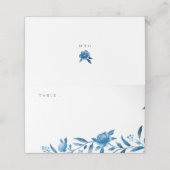 青と白の水色のフローラ結婚の座席表 プレイスカード (外部開封)