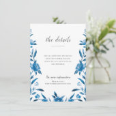 青と白の水色のフローラ結婚の詳細 エンクロージャーカード (スタンド正面)