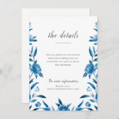 青と白の水色のフローラ結婚の詳細 エンクロージャーカード (正面/裏面)