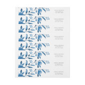 青と白の水色のフローラ結婚の ラップアラウンドラベル (シート)