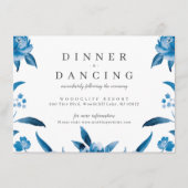 青と白の水色のフローラ結婚式 エンクロージャーカード (正面)