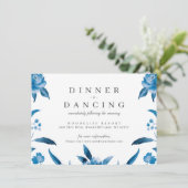 青と白の水色のフローラ結婚式 エンクロージャーカード (スタンド正面)