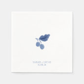 青と白の水色の植物性結婚のナプキン スタンダードカクテルナプキン (正面)