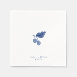 青と白の水色の植物性結婚のナプキン スタンダードカクテルナプキン