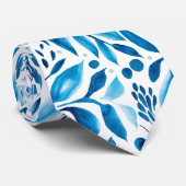 青と白の水色の植物 ネクタイ (ロール)