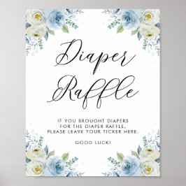 青と白の水色の花おむつラッフル ポスター