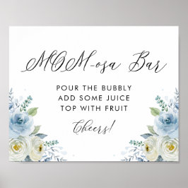 青と白の水色の花mom-osaバー ポスター