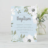 青と白の水色アネモネバプテスマ 招待状 (スタンド正面)