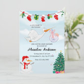 青と白の水色クリスマスベビーシャワー 招待状 (スタンド正面)