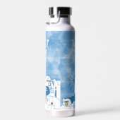 青と白の水色サントリーニギリシャモノグラム ウォーターボトル (右面)