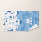 青と白の水色サントリーニギリシャモノグラム バスタオルセット (ハンドタオル)