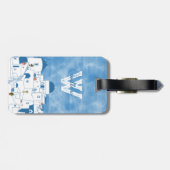 青と白の水色サントリーニギリシャモノグラム ラゲッジタグ (裏面横)
