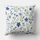 青と白の水色フローラ クッション (裏面)