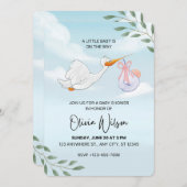 青と白の水色ベビーシャワー招待状 招待状 (正面/裏面)