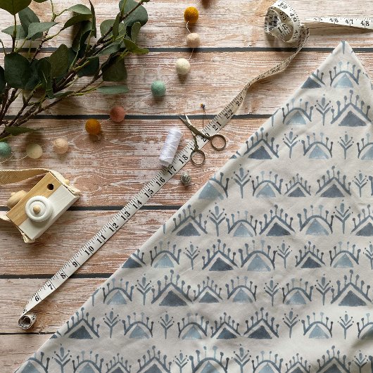 青と白の水色モロッコタイルパターン ファブリック