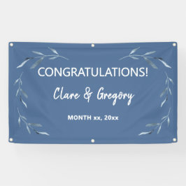 青と白の水色葉の結婚 横断幕