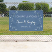 青と白の水色葉の結婚 横断幕 (インサイチュ)