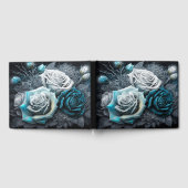 青と白の氷の冬のバラ ゲストブック (全面)