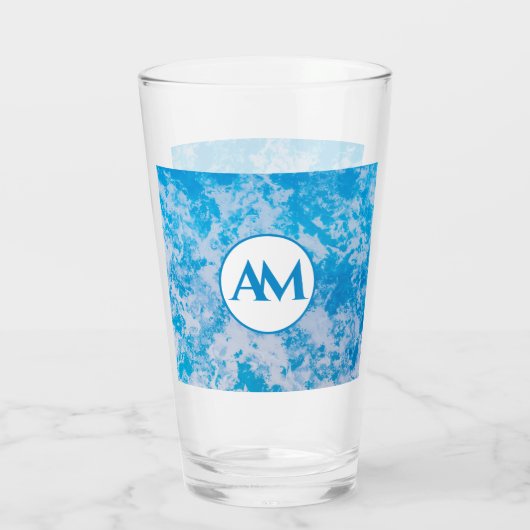 青と白の氷惑星の表面名 タンブラーグラス (裏面)