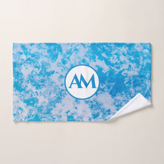 青と白の氷惑星の表面名 バスタオルセット (ハンドタオル)