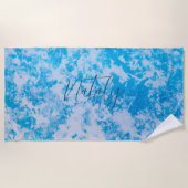 青と白の氷惑星の表面名 ビーチタオル (正面)