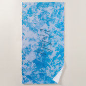 青と白の氷惑星の表面名 ビーチタオル (正面)