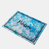 青と白の氷惑星表面 ドアマット (アングル)