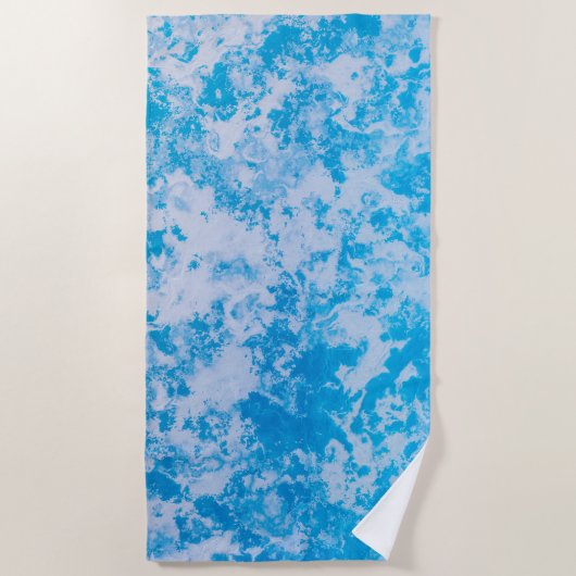 青と白の氷惑星表面 ビーチタオル (正面)