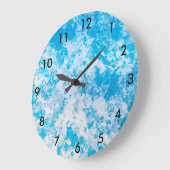 青と白の氷惑星表面 ラージ壁時計 (傾斜)
