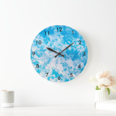 青と白の氷惑星表面 ラージ壁時計 (ホーム)