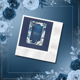 青と白の沿岸の結婚vibeのナプキン 縁ありカクテルナプキン