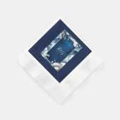 青と白の沿岸の結婚vibeのナプキン 縁ありカクテルナプキン (角)