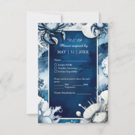 青と白の沿岸の結婚vibe 出欠カード