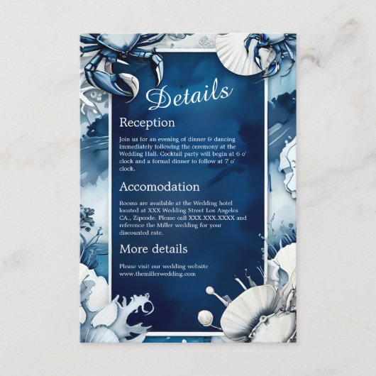 青と白の沿岸のvibeのエンク結婚ロージャカード エンクロージャーカード (正面)