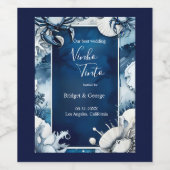 青と白の沿岸のvibeの結婚ワインラベル ワインラベル (シングルラベル)