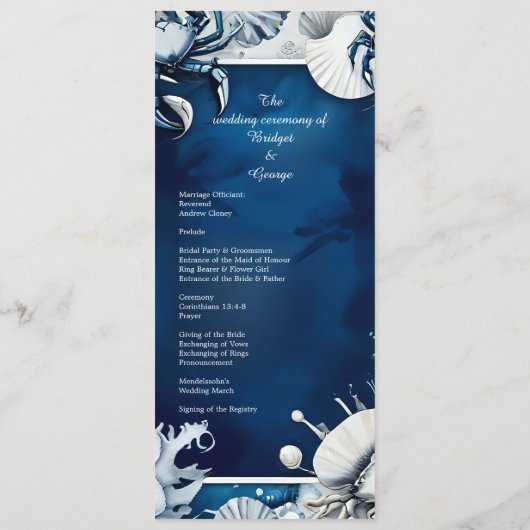 青と白の沿岸のvibeウェディングプログラム&メニュー プログラム (裏面)