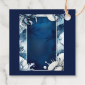 青と白の沿岸のvibe結婚式の引き出物ラベル フェイバータグ (裏面)