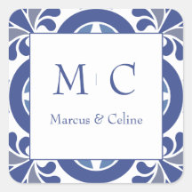 青と白の沿岸地中海の結婚の