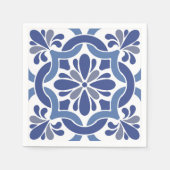 青と白の沿岸地中海の結婚の スタンダードカクテルナプキン (正面)