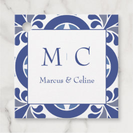 青と白の沿岸地中海の結婚の フェイバータグ