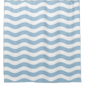 青と白の沿岸波パターン シャワーカーテン (正面)