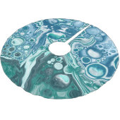 青と白の泡の流体アート ブラッシュドポリエステルツリースカート (アングル)