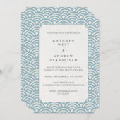青と白の波のパターン結婚式招待状 招待状 (正面/裏面)