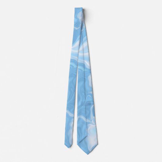 青と白の波の色合い ネクタイ (裏面)
