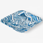 青と白の流体アート大理石 ペーパープレート (傾斜あり)