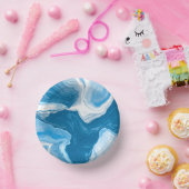 青と白の流体アート大理石 ペーパーボウル (パーティー)