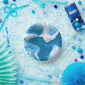 青と白の流体アート大理石 ペーパーボウル (パーティー)