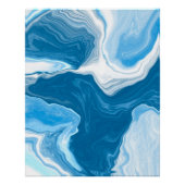 青と白の流体アート大理石 ポスター (正面)